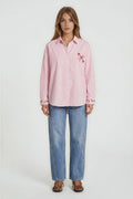 Blouse streep rose