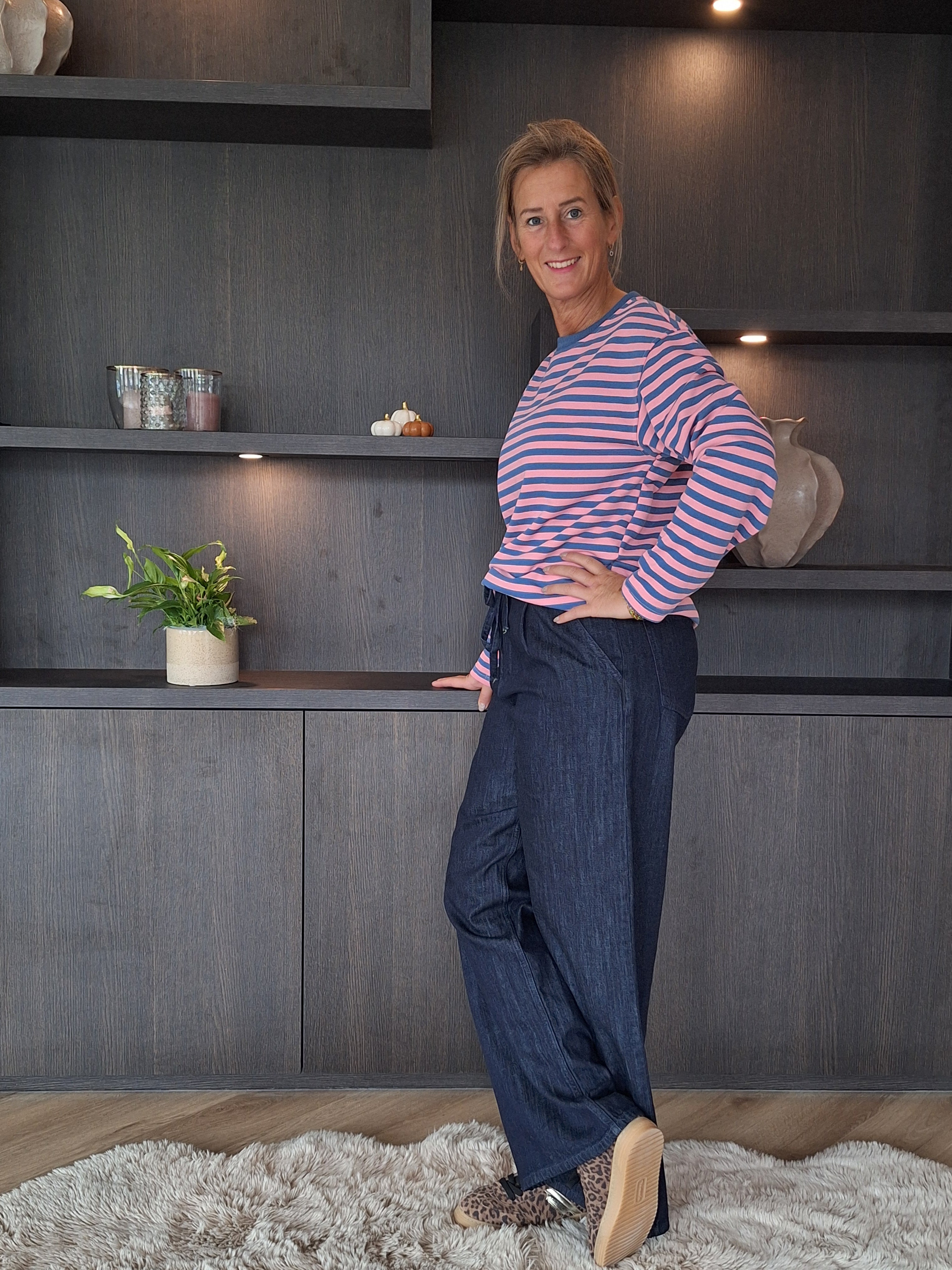 Azzurro Trui Streep Blauw