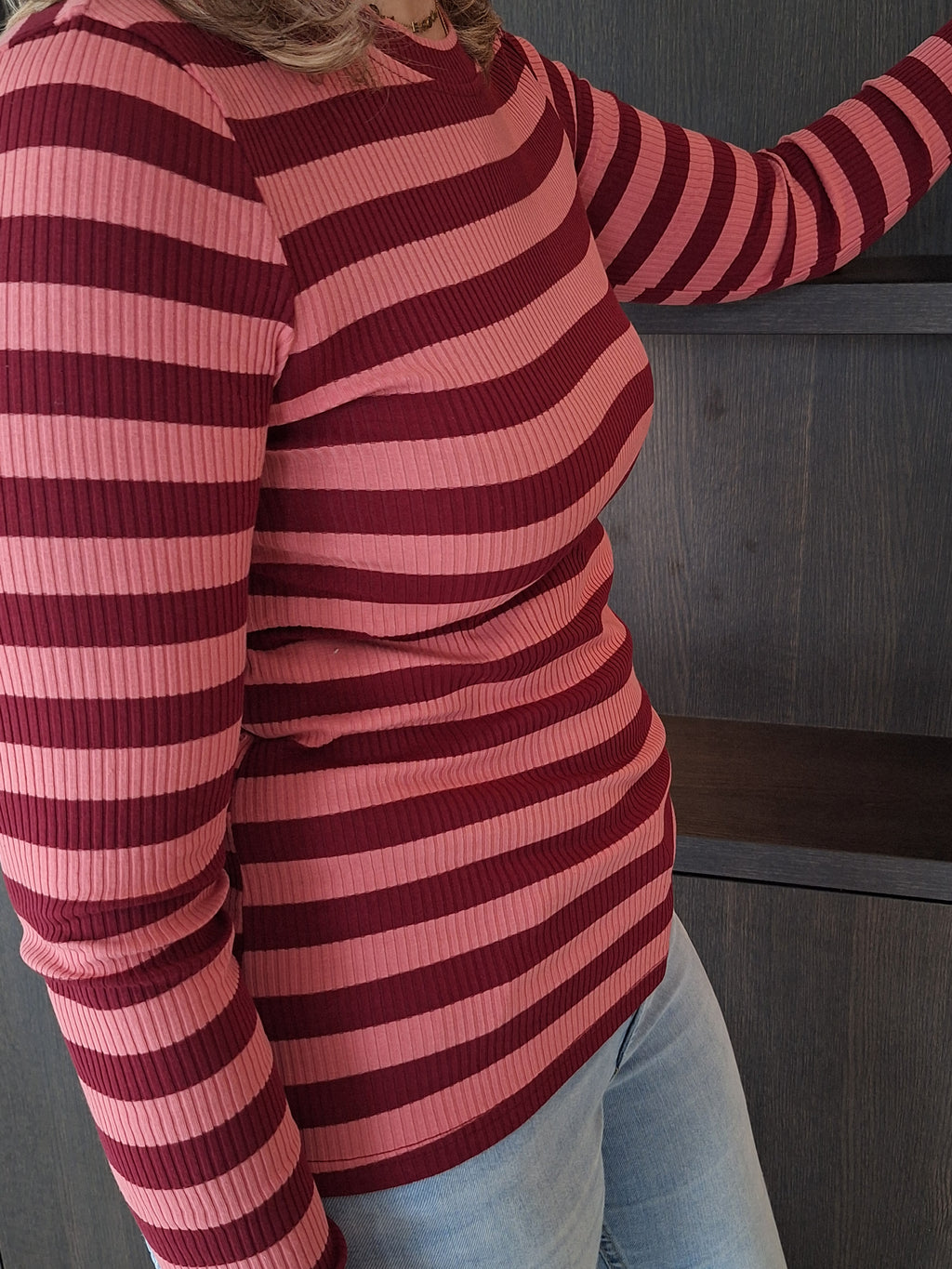 Azzurro shirt Streep roze