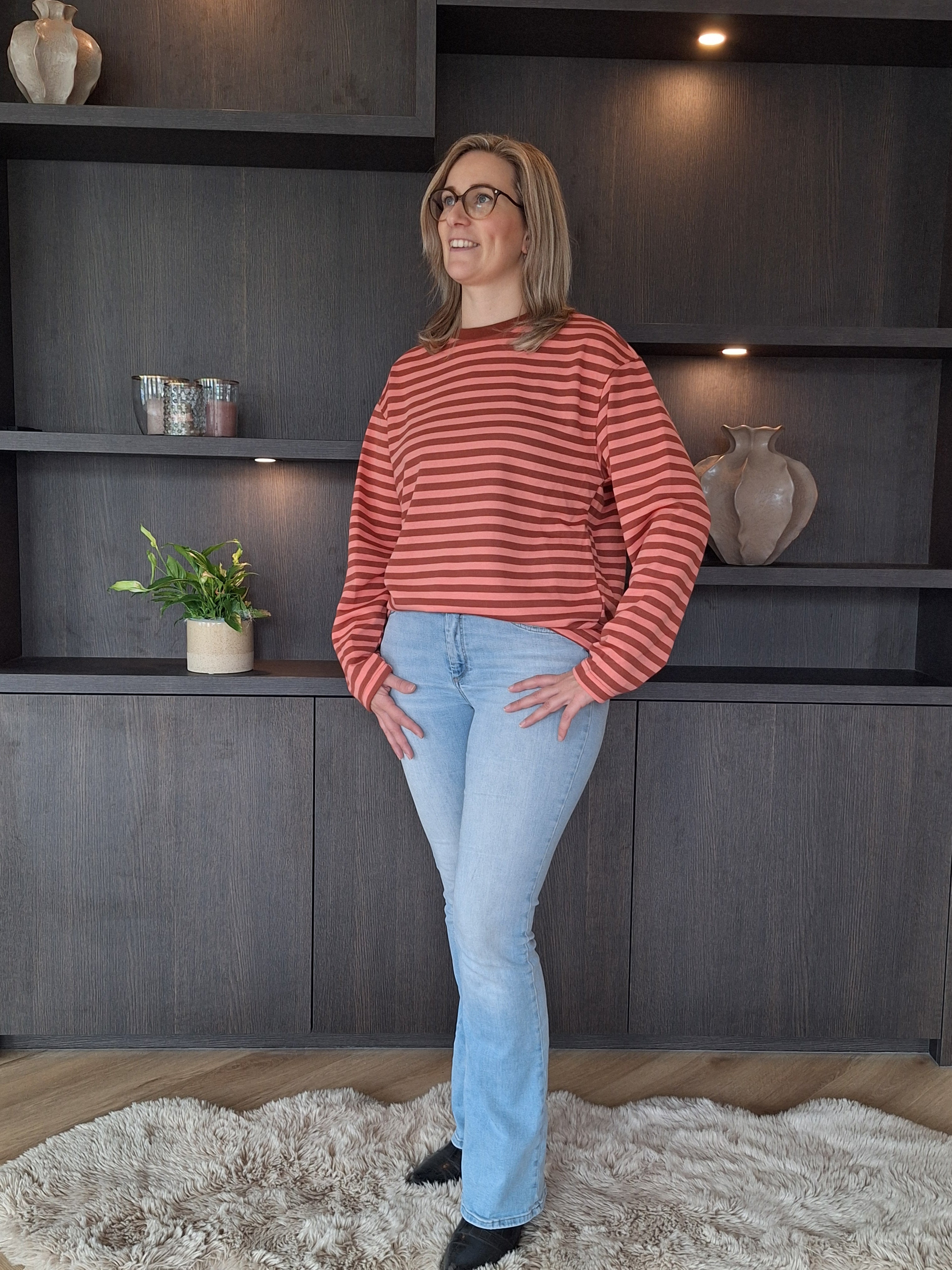 Azzurro Trui Streep Roze